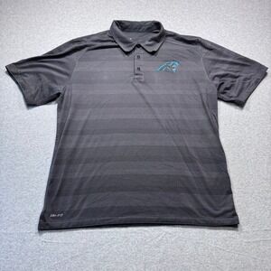 Nike Carolina Panthers NFL On Field Dri-FIT Polo Shirt Mens XL Black Striped